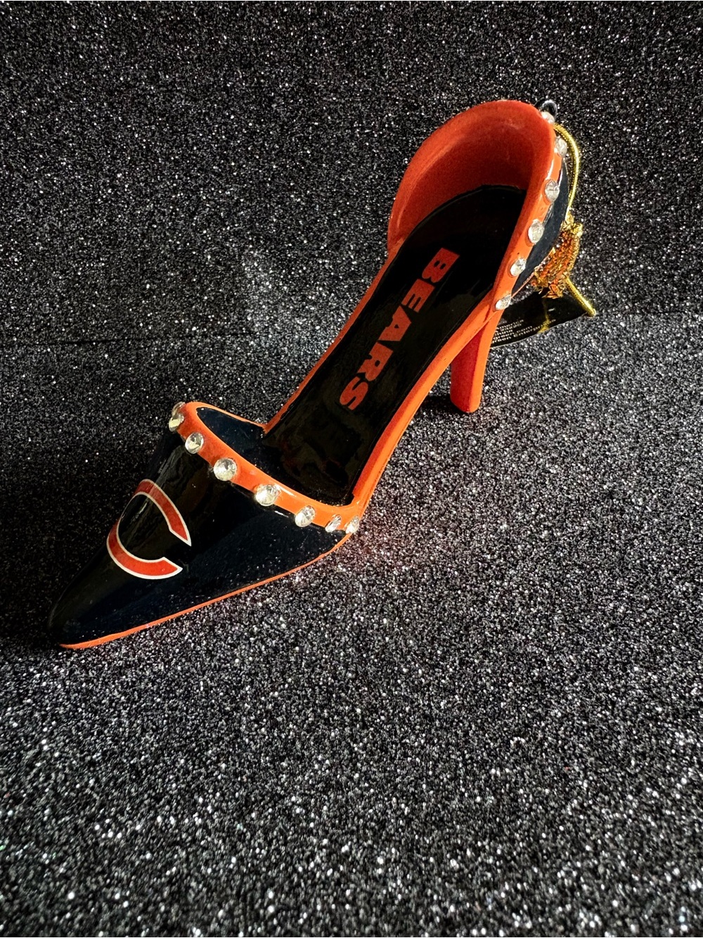 NFL CHICAGO BEARS NEW BLACK & ORANGE HIGH HEEL CHRISTMAS ORNAMENT 🏈